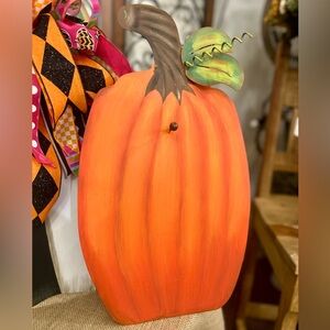 Orange Pumpkin Display Mini Prints Peg Holder with Easel and Stake